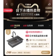 日丰飞雨304不锈钢洗菜盆 台下淘菜盆纳米枪灰日式厨房水槽大单槽