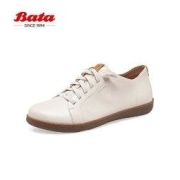 Bata 拔佳 休闲鞋女2022秋季商场新款牛皮平底运动软底德训板鞋AIP22CM2