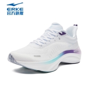 【奇弹3.0Pro】鸿星尔克男鞋官方旗舰跑步鞋防滑减震轻便运动鞋软底耐磨碳板男生运动鞋子 正白/电竞紫 42