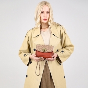 蔻驰COACH奢侈品Parker系列 女士链条包经典山茶花斜挎棕色30592 B4RU【品牌授权 官方直供】