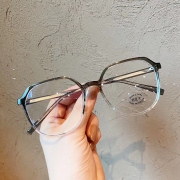 Erilles TR90防蓝光眼镜 创意款板材插芯平光镜全框架近视眼镜框配近视散光防蓝光变色镜 上墨绿下透明 156变色两用镜片【留言度数】