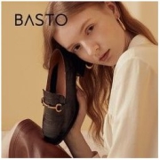 BASTO 百思图 春季新款商场同款简约舒适方跟乐福鞋女单鞋RY137CA1