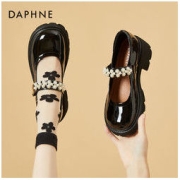 DAPHNE 达芙妮 玛丽珍鞋女新款中跟粗跟厚底日系学院风jk小皮鞋珍珠单鞋
