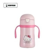 BEDDYBEAR 杯具熊 KT猫保温杯带吸管宝宝学饮杯泡奶粉水杯带手柄两用学饮杯316不锈钢280ml