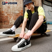FILA FUSION 斐乐官方男子帆布鞋2022夏季新款一脚蹬帆布鞋WALLRIDE DX 黑/奶白-BA 41