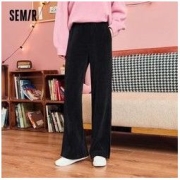Semir 森马 休闲裤女开叉拖地裤显瘦2022秋季新款宽松女士喇叭裤子