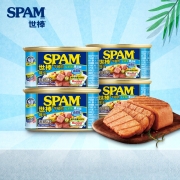 世棒（SPAM） 午餐肉罐头198g*4方便面搭档 即食速食火腿早餐 涮肉火锅搭档烧烤麻辣香锅食材 清淡口味198g*4