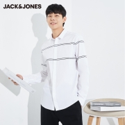 JackJones杰克琼斯outlets秋男士条纹衬衫日系修身百搭纯棉
