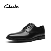 Clarks其乐男士春夏经典商务正装皮鞋英伦时尚舒适透气德比鞋Ronnie Walk 黑色261438107 41.5