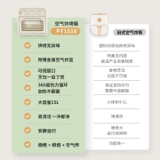 美的（Midea）初见P15系列 家用多功能空气炸锅电烤箱PT1510 高效脱脂  360°循环热风 15L浅杏色 以旧换新