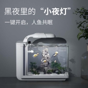 森森 高清玻璃一体小鱼缸HSD-300侧滤款（30*20*21.5cm）带水泵LED灯 桌面观赏性水族箱 免换水金鱼缸