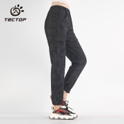 探拓（TECTOP）迷彩工装裤 户外时尚登山裤休闲裤舒适宽松长裤 女款黑灰 L