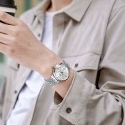 精工（SEIKO）手表 PRESAGE领航系列鸡尾酒灵感白盘钢带能量显示自动上链机械男表SSA341J1 生日礼物