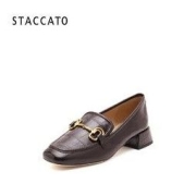 STACCATO 思加图 春季新款奶油鞋复古粗跟乐福鞋休闲鞋女皮鞋9SC65CA1