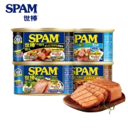 世棒（SPAM）午餐肉风味组合装198g*4罐 开罐即食早餐火锅烧烤麻辣香锅搭档香肠烤肠火腿