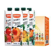 限区域、88VIP：意文 果汁 100%纯果汁饮料1000ml*4瓶4口味*3件