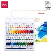 有券的上：deli 得力 73864 水粉颜料 入门级绘画套装 24色*5ml
