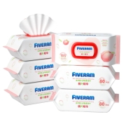 五羊（FIVERAMS）护肤柔湿巾80抽×6包 湿巾湿纸巾婴儿湿巾洗脸巾纸品湿巾儿童湿巾 含桃叶精华