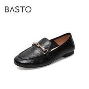 BASTO 百思图 2022春季新款商场同款经典潮流石头纹乐福鞋女单鞋WEF32AA2