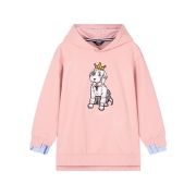 HAZZYS童装哈吉斯女童卫衣儿童连帽卫衣女春秋新品中大童连帽纯色休闲卫衣 橙粉色 160cm
