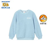Skechers斯凯奇童装秋冬男童卫衣年新款羊羔绒套头上衣儿童加绒卫衣L321K150 空气蓝/01CQ 110cm