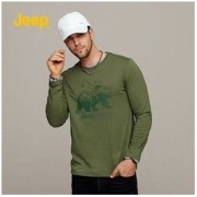 Jeep 吉普 秋季纯色长袖t恤男百搭套头时尚长袖弹力圆领打底体恤衫