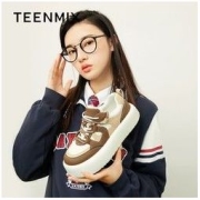 TEENMIX 天美意 厚底板鞋女ins拼色面包鞋耐磨休闲鞋2022秋季新款NXB44CM2