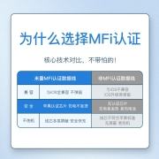 米量（MFPower） 米量MFi认证苹果数据线快充充电线适用iPhone13Pro /12/11 MFi认证 2.4A 不弹窗 1.2米黑色编织