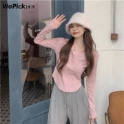 拼多多百亿补贴：禾萍 女 设计感小众短款打底衫上衣