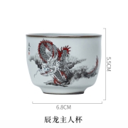 余着原矿月白釉汝窑主人杯品茗杯子陶瓷功夫茶具精品茶杯可养开片 月白-辰龙 1盏