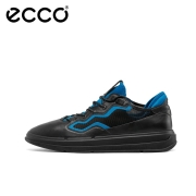 ECCO爱步休闲鞋时尚百搭系带板鞋男鞋潮 柔酷X420604 黑色/蓝色42060451691 41