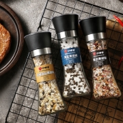 口味全 海盐黑胡椒粒178g研磨瓶低脂健身餐鸡胸肉西餐牛排烧烤意面混合调味撒料固态调味料 美式+海盐