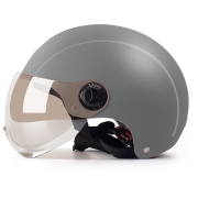 【MOTOCUBE】3C认证野马101-2S电动车头盔男四季通用电瓶车半盔女摩托车安全帽 夏季 皮亚灰配咖色短镜 均码