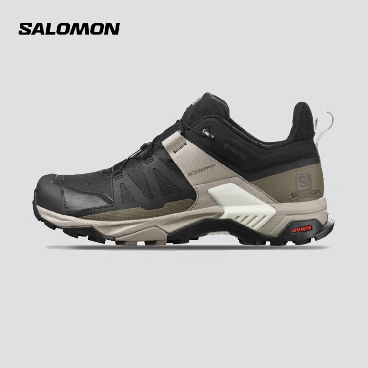 萨洛蒙（Salomon）男款 户外运动防水透气舒适快速系带徒步鞋 X ULTRA 4 GTX 黑色 412881 UK8(42)