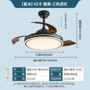 雷士照明（NVC）x京东 风扇灯黑色隐形吊扇灯led北欧餐厅现代简约灯具客厅星光三色卧室灯饰带遥控-国民家居