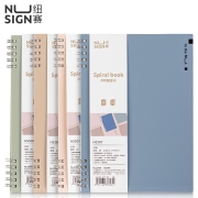 得力纽赛笔记本子手账本2022新款记事本a5儿童学生手帐本厚本套装b5Ins风错题本抹苔绿清雾粉线圈本螺旋本