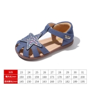 百丽童鞋女童包头凉鞋夏2022新款宝宝防滑软底水晶鞋子儿童公主鞋 蓝色(深海蓝) 27 适合脚长168mm