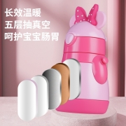 迪士尼（Disney）儿童保温杯宝宝吸管杯学饮杯 婴儿水杯带背带水壶 粉色米妮