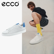 爱步(ECCO)男休闲 低帮舒适男休闲鞋 简约板鞋 街头轻巧52130460356 白色/电光蓝 42