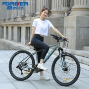 永久（FOREVER） 自行车铝合金山地车成人男女学生油压碟刹中空一体牙盘27.5寸运动越野赛车 荣盛575水晶蓝铝合金27.5寸30速油碟