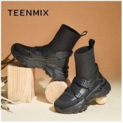 TEENMIX 天美意 厚底袜靴女弹力靴冬新款商场同款机能风短靴弹力瘦瘦靴