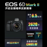 佳能（Canon）EOS 6D Mark II 6D2全画幅单反相机 L级24-105标准镜头套装（约2620万像素/4K延时短片）