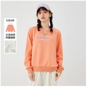 快鱼2022冬新款常规圆领刺绣加绒卫衣女时尚休闲打底上衣22W8002