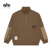 Alpha Industries男装秋冬军风字母印花半拉链立领卫衣3003LXF