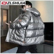 战狼世家羽绒棉服男连帽短款棉衣男士棉袄外套薄款亮面宽松上衣潮