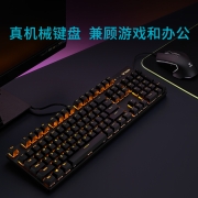 雷柏（Rapoo） V500PRO单光版 机械键盘 有线键盘 游戏键盘 104键单光键盘 吃鸡键盘 黑色 茶轴