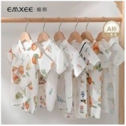 EMXEE 嫚熙 宝宝衣服春夏季薄款短袖和尚服纱布新生婴儿儿连体衣哈衣爬服