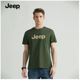 Jeep 吉普 夏季新款2022男士体恤纯棉美式潮圆领字母印花短袖t恤男