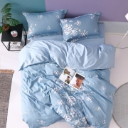 水星家纺 床上四件套100%纯棉被套床单枕套床上用品套件全棉被罩被单1.8米床花西雅339元