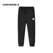 Converse 匡威儿童装 男童裤子春秋季新款运动防蚊裤潮小学生修身薄绒长裤纯棉男孩休闲束脚卫裤 正黑色-春秋主销 140(S)cm